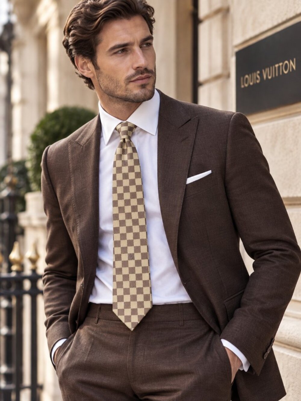 100% Silk Damier Check Necktie